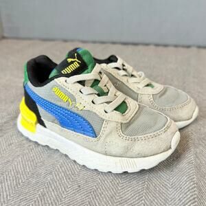 Puma Toddler Sneakers Graviton Tech Sail Grey Green Blue 381989-33 Shoes 8C 8